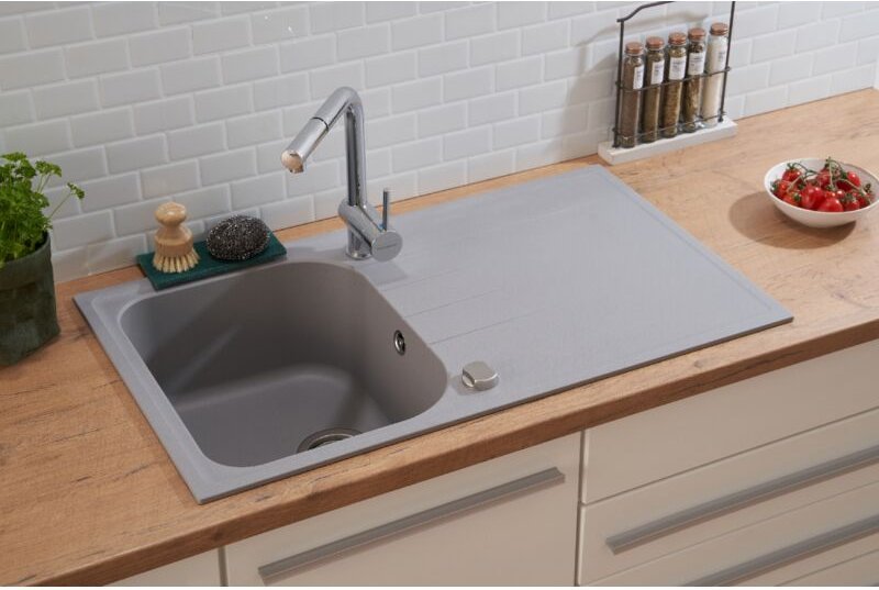 Küchenspüle Einbauspüle Spülbecken Granitspüle 86 x 50 Grau Respekta Orlando