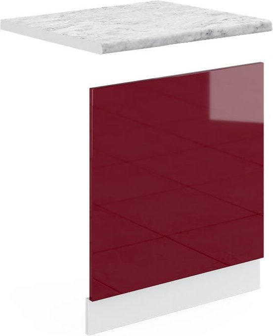 Thumbnail - Frontblende R-Line, Bordeaux Hochglanz, 60 cm , AP Marmor, Vicco