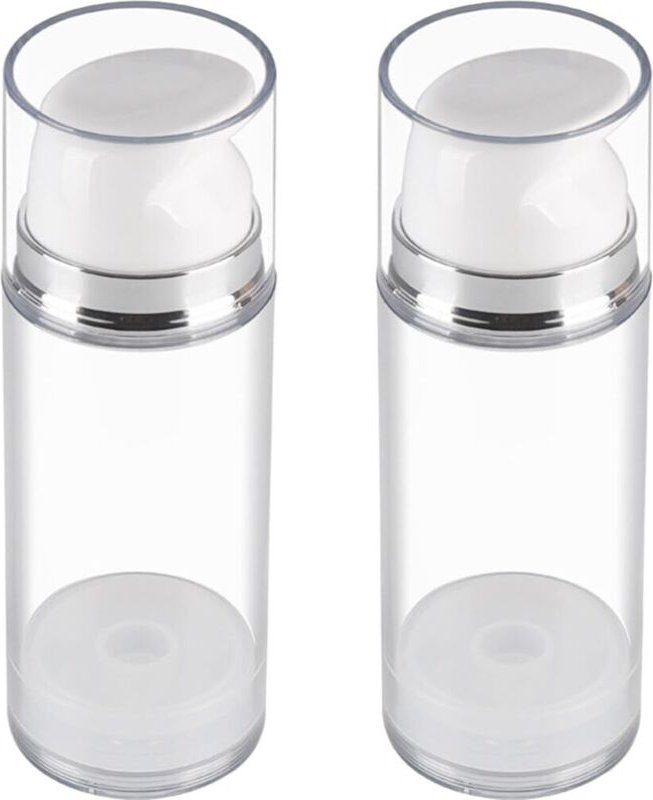 Set mit 2 leeren, wiederbefüllbaren Kunststoff-Pumpflaschen für Foundation, Lotion, Creme, ätherisches Öl (100 ml).