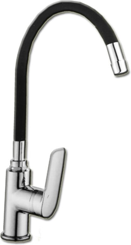 Pluvia „Bari Lux“ Einhebel-Waschtischarmatur mit schwarzem flexiblem Auslauf
