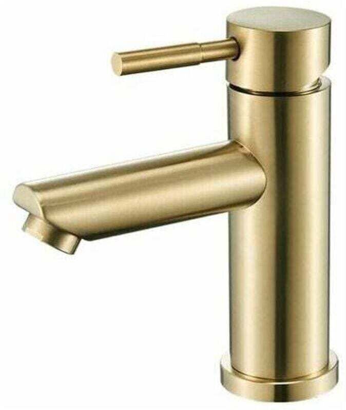 Wasserhahn, Waschbeckenarmatur, Badezimmerarmatur, modernes Design, Armatur aus gebürstetem Messing in Goldoptik, Waschb...