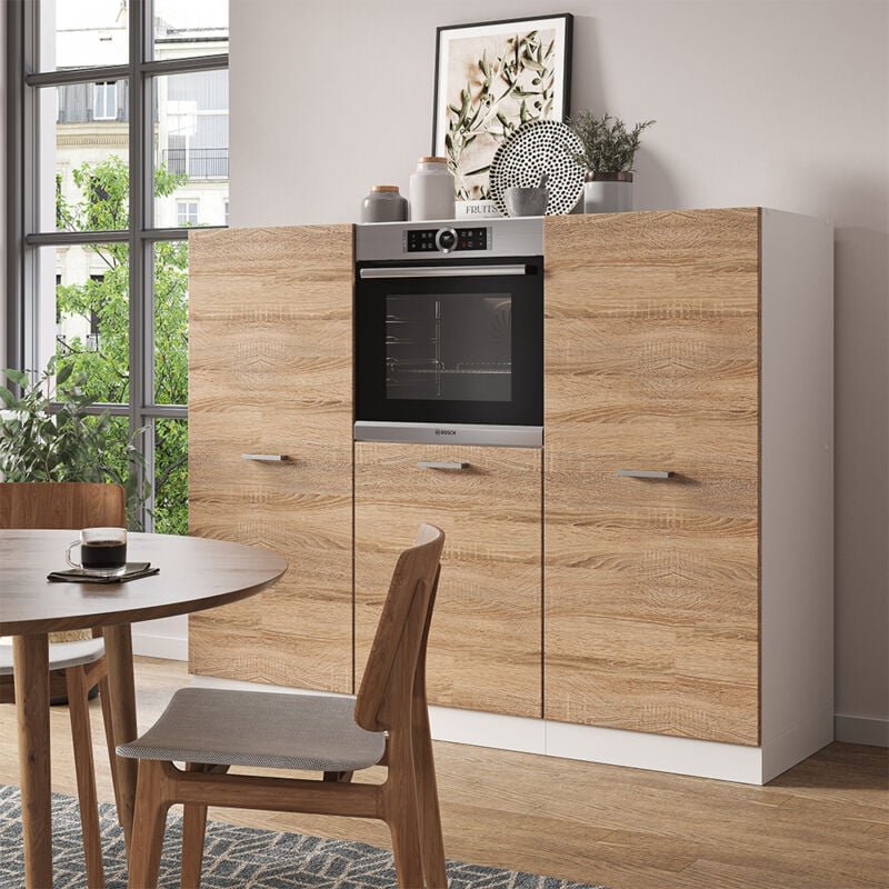 Vicco - Küchenblock R-Line, Sonoma/Weiß, 180 cm ohne Arbeitsplatte