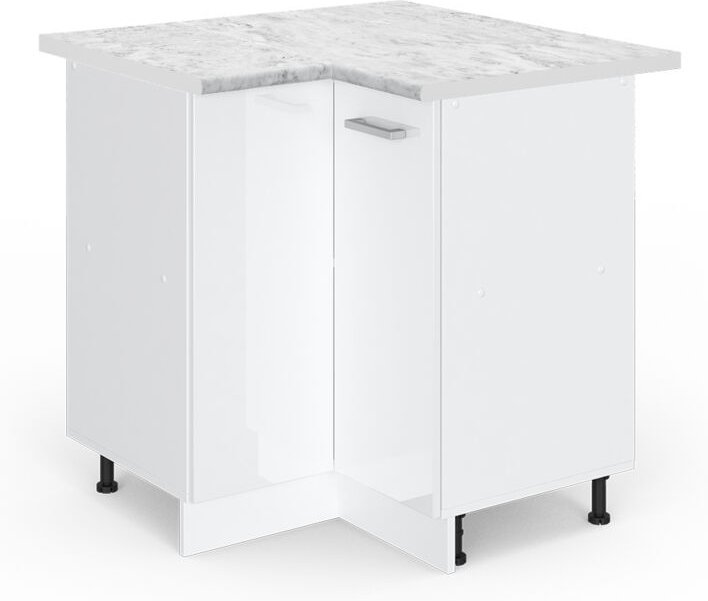 Thumbnail - Vicco - Eckunterschrank R-Line, Weiß Hochglanz, 75.6 cm, ap Marmor