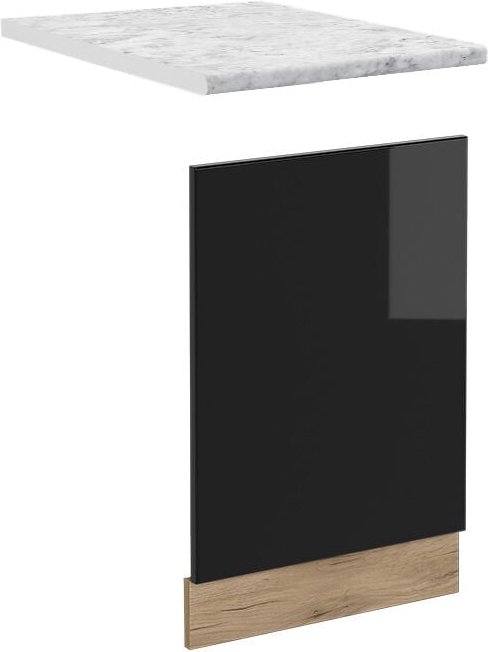 Vicco - Frontblende R-Line, Schwarz Hochglanz, 45 cm , ap Marmor