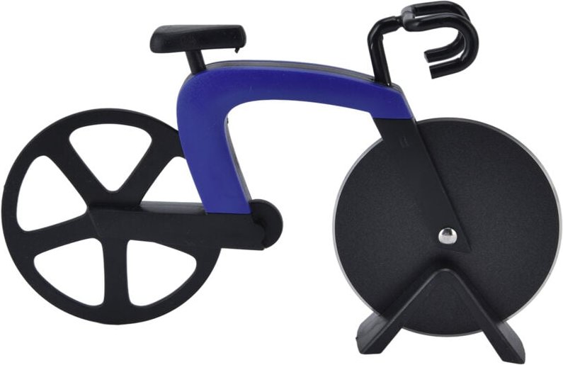 Fahrradförmiger Pizzaschneider, spitzes Antihaft-Pizzarad, ABS + Edelstahl (BLAU)