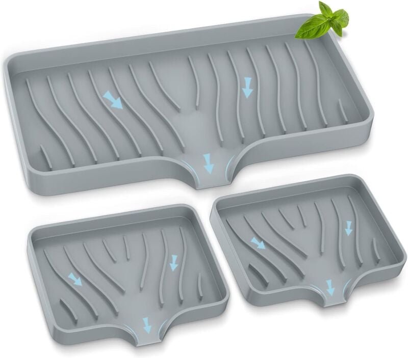 Thumbnail - 3-teiliger Spülbecken-Caddy, selbstentleerende Seifenschale für die Küche, Schwammhalter aus Silikon für die Küchenspüle...