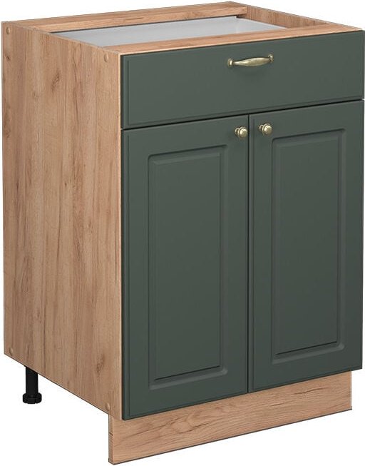 Küchenunterschrank Fame-Line, Grün-Gold Landhaus, 60 cm mit Schublade, ohne Arbeitsplatte Vicco