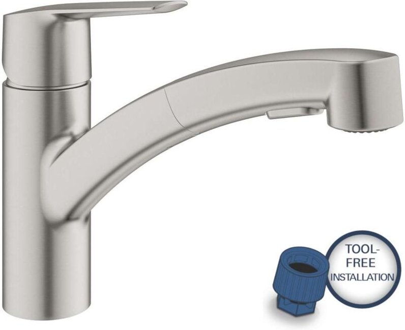 Grohe QuickFix Start Küchenarmatur 30531DC1 supersteel, herausziehbare Dual Spülbrause
