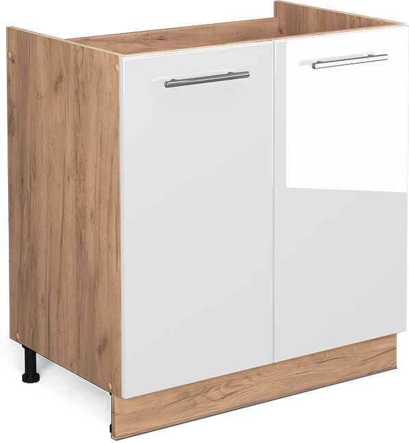 Spülenunterschrank Fame-Line, Weiß Hochglanz, 80 cm ohne Arbeitsplatte Vicco