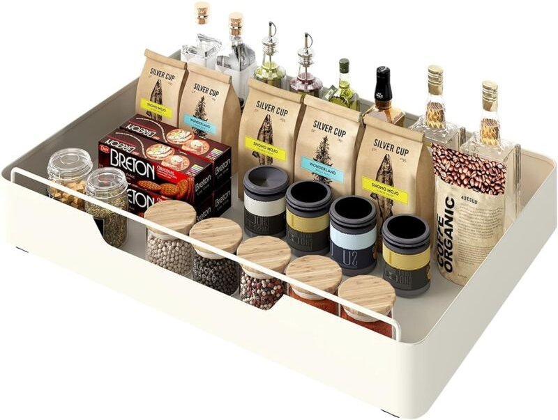 Youyijia Ausziehbarer Schrank-Organizer, robustes, ausziehbares Schubladenregal für Küche, Bad, Speisekammer, bohrfreie ...