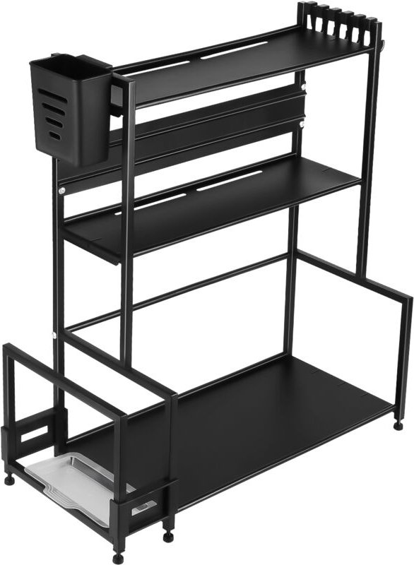 Haloyo - Gewürzregal aus Metall, Küchenregal, Gewürzregal, Gewürz-Organizer, Lagerregal-Organizer, 48 x 21 x 49 cm, Schw...