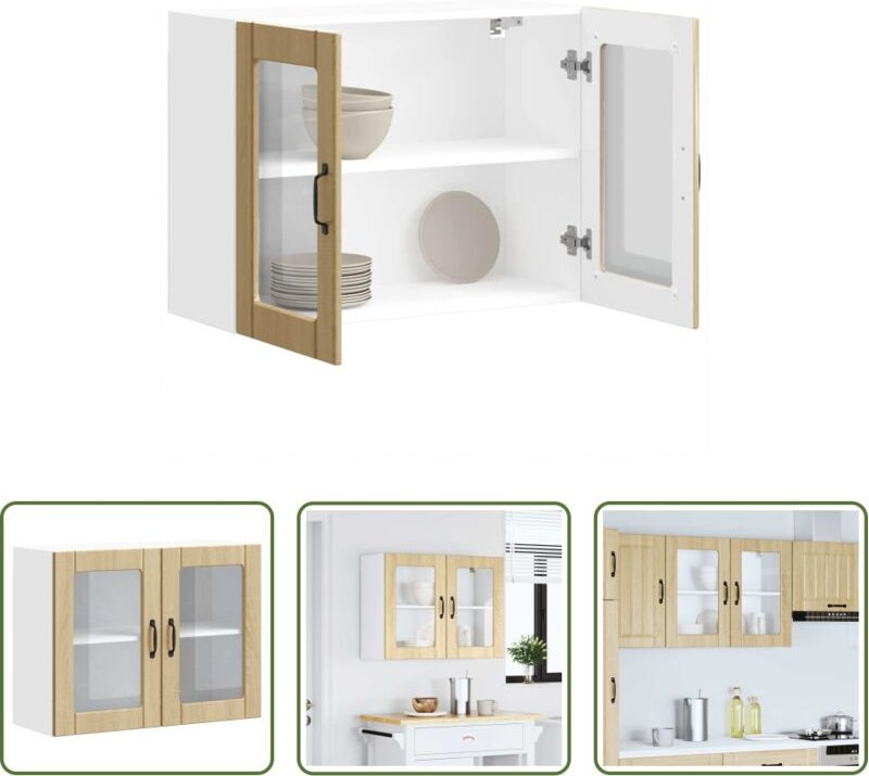 Küchenmöbel - Küchen-Hängeschrank mit Glastür Lucca Sonoma-Eiche Holzwerkstoff