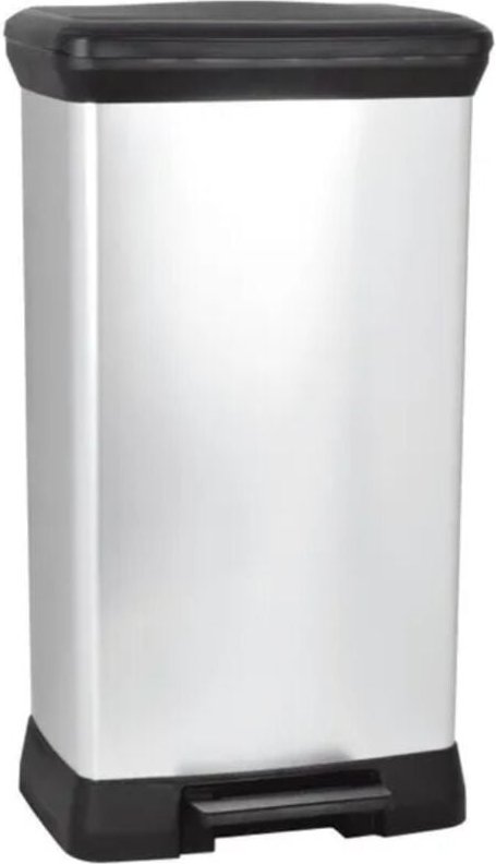 Curver - Deco bin 50L Treteimer, 39 x 29 x 73 cm, Silber (187177)