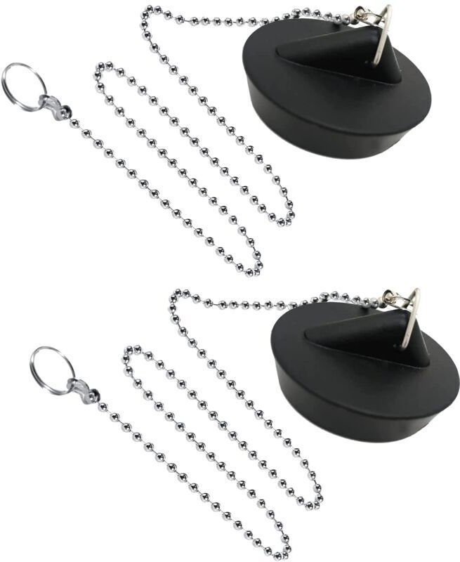 2 Stück Gummi-Spülbeckenstöpsel mit Kugelkette, universeller Edelstahl-Spülbeckenstöpsel mit Haken für Küchen- oder Bade...