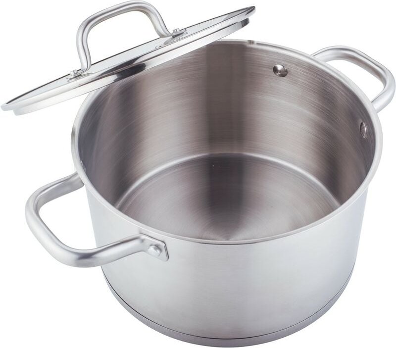 Michelino - Bratentopf Ø20cm Edelstahl Kochtopf mit Glasdeckel geeignet für alle Herdarten silber 20cm