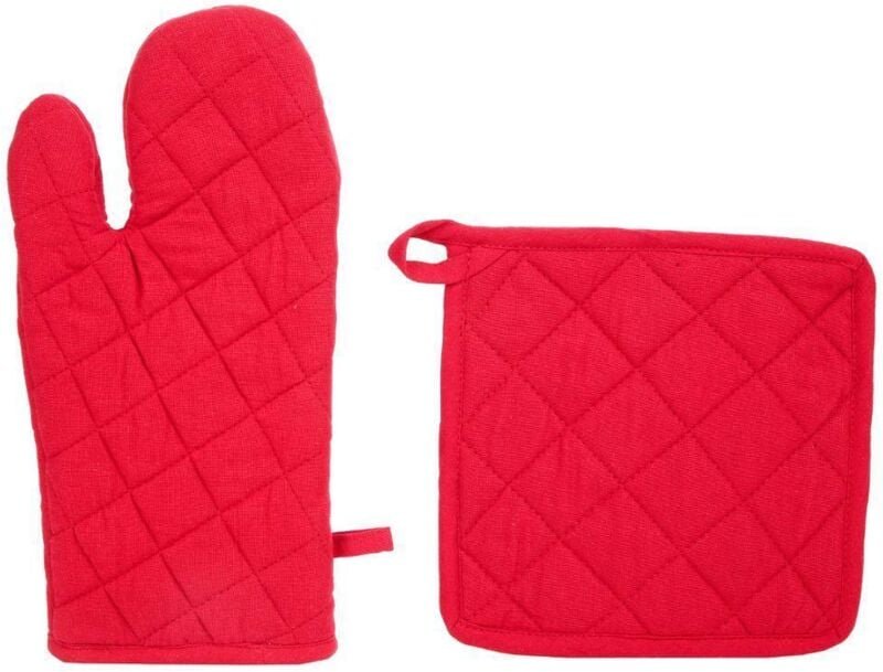 Handschuh und Topflappen - Baumwolle - rot Atmosphera créateur d'intérieur