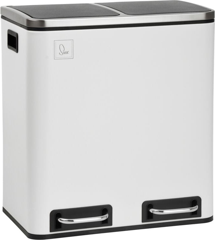 TM2X15 Mülleimer 30 Mülltrennsystem Abfalleimer mit Fächern Weiß - Svita