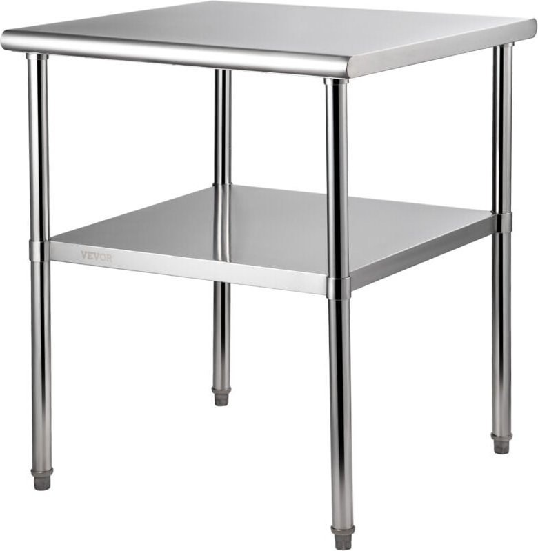 Thumbnail - Kommerzieller Edelstahltisch 76,2 x 76,2 x 91,4 cm, Edelstahl Zweilagiger Arbeitstisch Zerlegetisch Gastro 226 kg + 136 ...