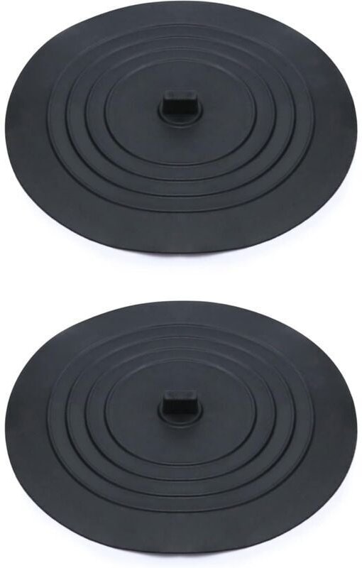 ZVD - 2er-Pack Silikon-Abflussstöpsel, Waschbeckenstöpsel, Badewannenstöpsel, 15 cm, für Küchenspüle, Badewanne, Schwarz