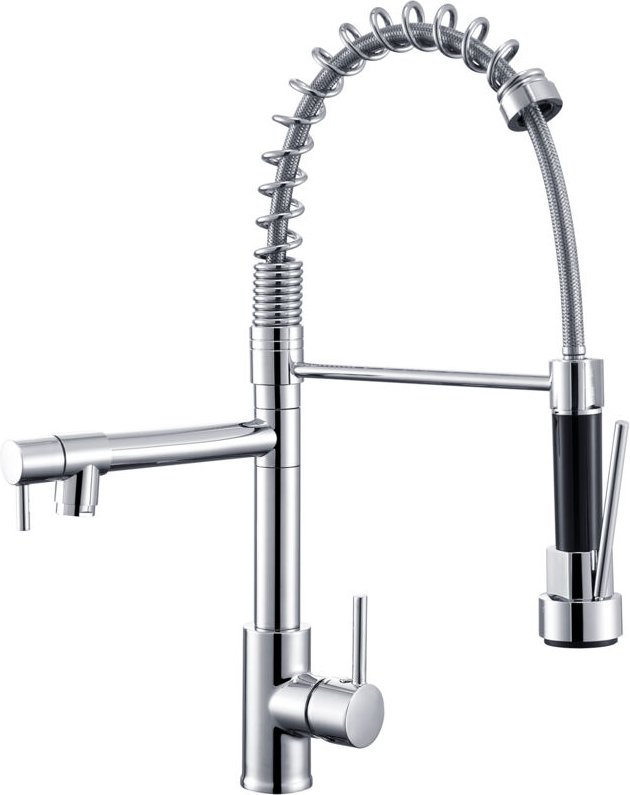 Küchenarmatur Wasserhahn Küche mit Spiralfeder, 360° drehbare Spültischarmaturen Einhebel Mischbatterie mit Zwei Auslauf...