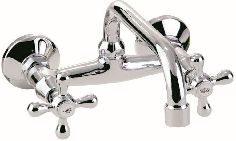 Retro Wandmontierte Waschtischarmatur - Hochwertiges Messing Mit Chromoberfläche