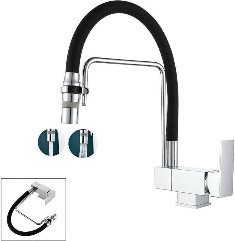 Klappbare Küchenarmatur – Unterfenster-Küchenarmatur mit 2 Strahlarten, Messing – Klappbare Küchenarmatur