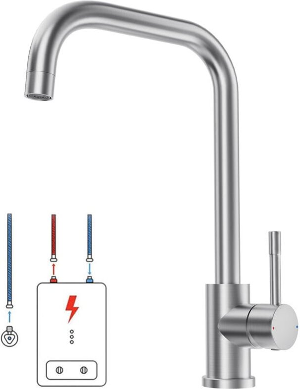 LONHEO MAX Niederdruck Wasserhahn Küche Armatur aus Edelstahl, 360° Schwenkbar Küche Mischbatterie Einhebelmischer für K...