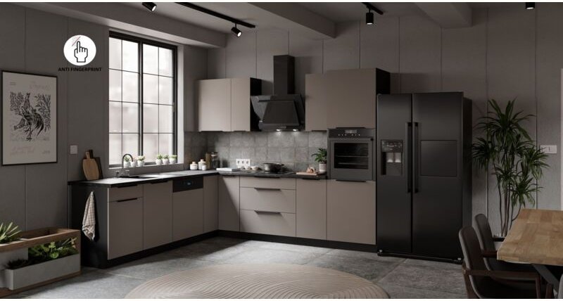 Winkelküche ARIA K-BL ECKE 2 - 250 x 270 cm Anti Fingerprint Küchenzeile Küchenblock Singleküche Einbauküche Küche Eckkü...