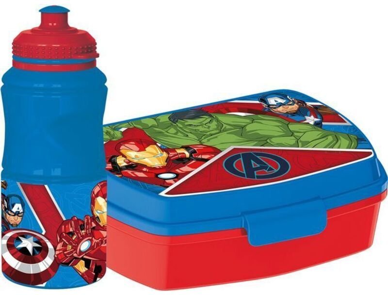 Flasche und Sandwichbox - MARVEL - Avengers - 380 ml - Recycelbarer Kunststoff - Rutschfest