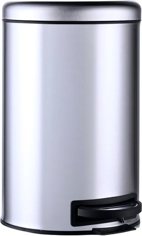 Relaxdays Mülleimer, 12 Liter, entnehmbarer Kunststoff-Inneneimer, Fußpedal, Küche, Bad, Tretmülleimer, Stahl, silber
