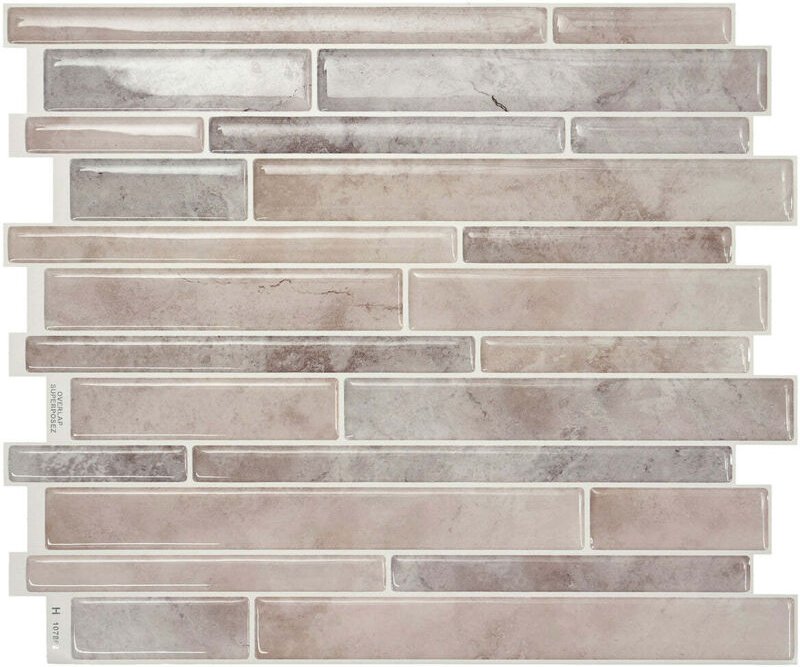 Selbstklebende Fliesenkacheln, Wandfliesen-Effekt aus Keramik Beige x4, 29,34 x 24,48 cm – Smart Tiles Milano Todi - A...