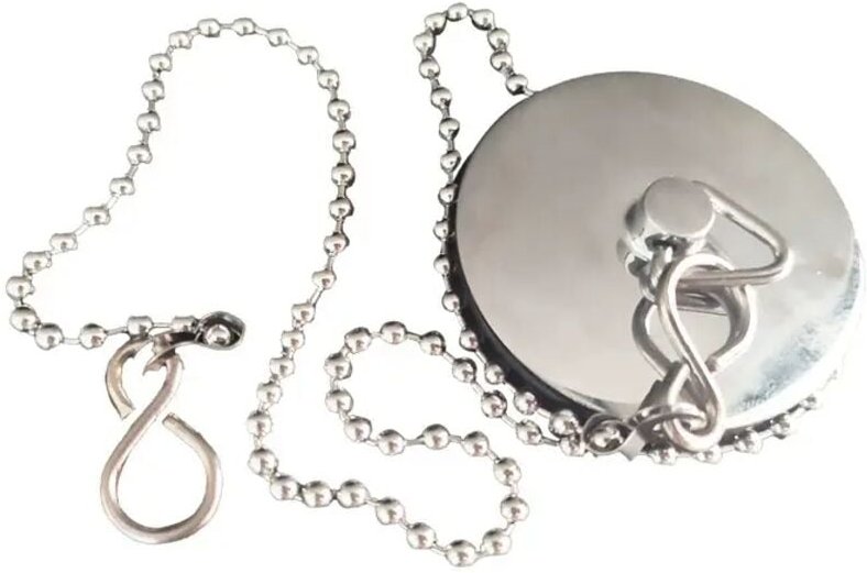 Linghhang - D47-Abflussstopfen mit Metallverkleidung und L450-mm-Kette für Spülbecken-, Waschbecken- oder Badewannenabfl...