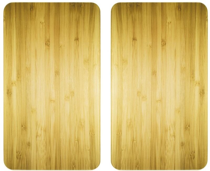 Maximex Herdabdeckplatte Universal Holz-Optik 2er Set, für alle Herdarten, Braun, Gehärtetes Glas braun, Kunststoff (tpe...