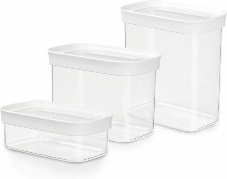 EMSA N1142700 Lebensmittelaufbewahrungsbehälter Rechteckig Set 3,05 l Transparent, Weiß 3 Stück(e)
