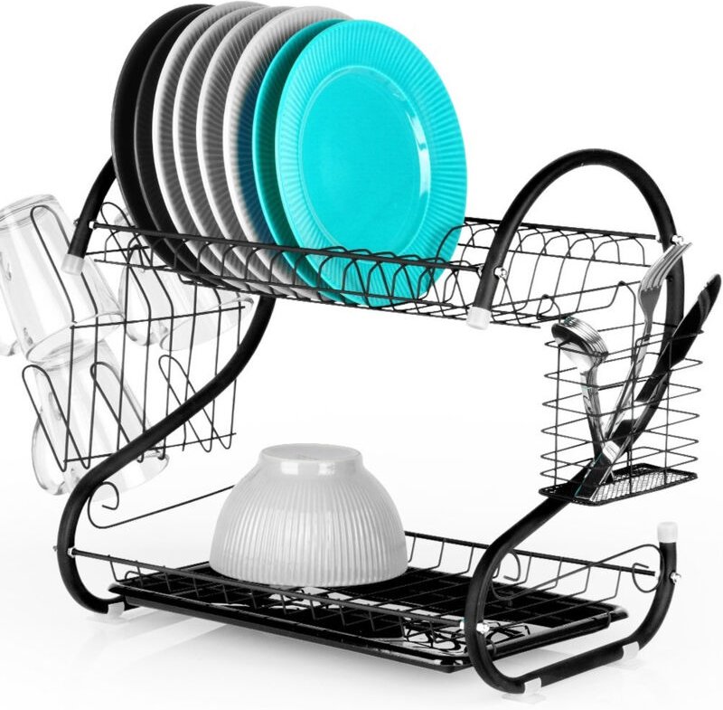 Abtropfgestell für Geschirr und Besteck, zweistufig, zweistöckig, stehend, hängend