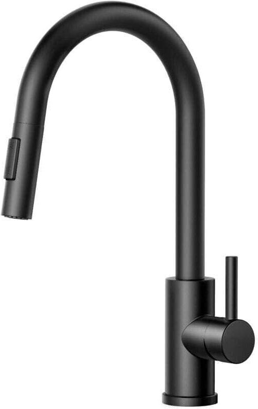 Schwarze Küchenarmatur, XU, Küchenmischbatterie mit Ausziehbrause, 360° schwenkbar, für hohe Spülbecken, ausziehbare Bra...