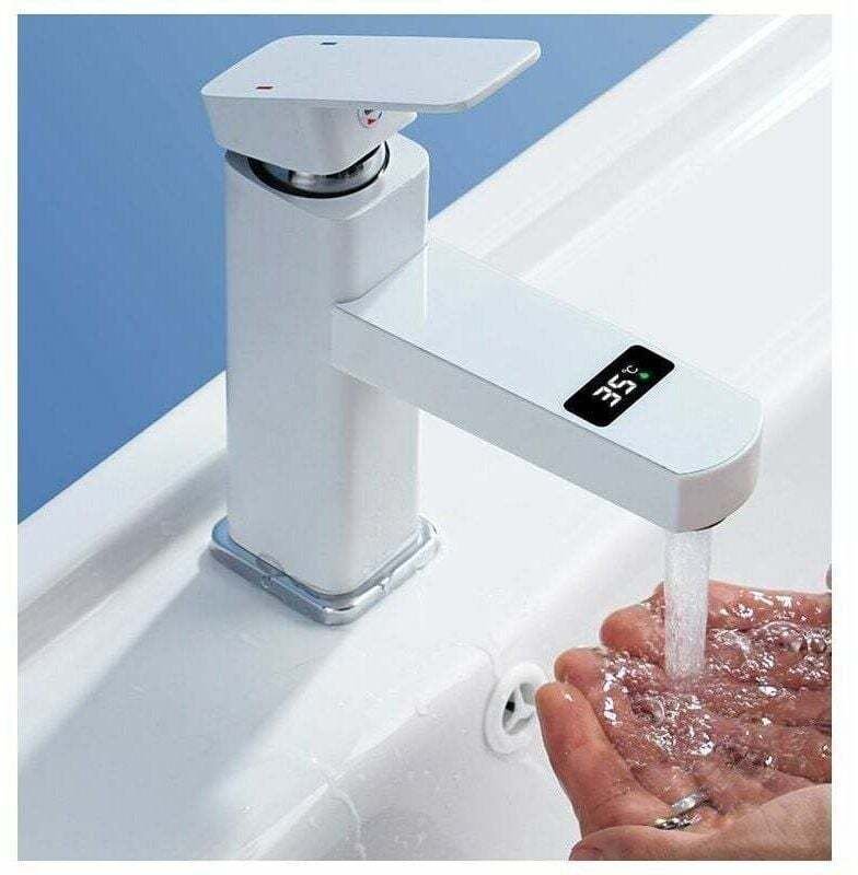 Einzigartige Waschtischarmatur aus Messing, Neoperl-Waschtischarmatur mit Luftsprudler, Chrom- und Weiß-Finish