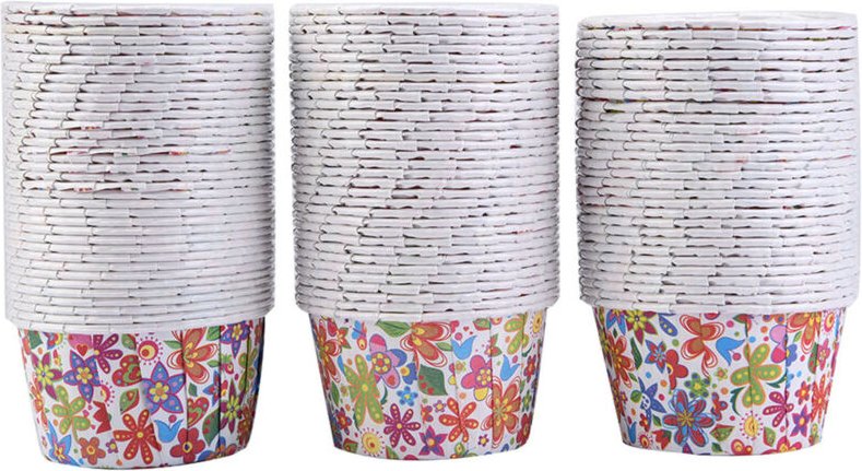 Runde Kuchenförmchen, modernes Design ohne Formen, Cupcake-Version aus Papier, auslaufsicher für Wasser (Regenbogenmuste...