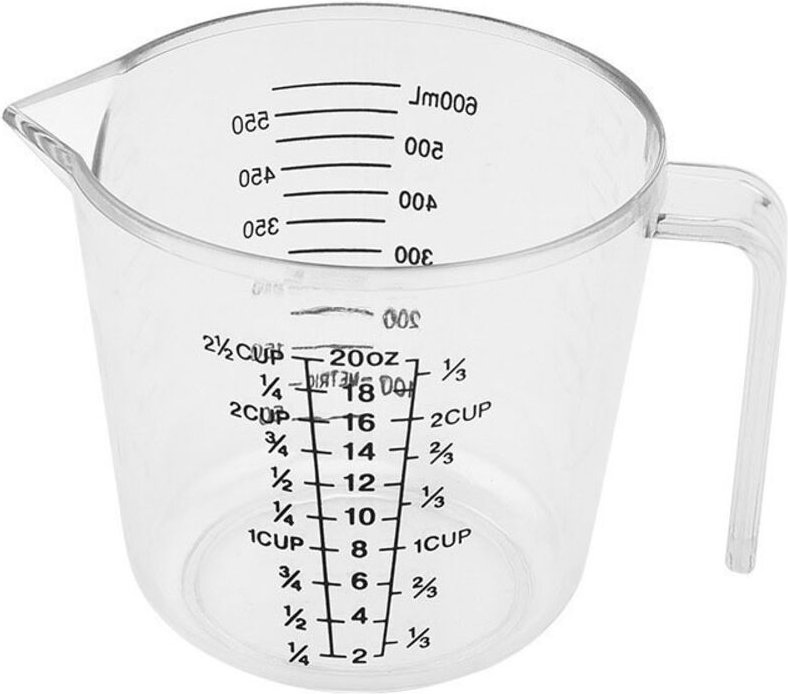 Messbecher für Flüssigkeiten (ml), 600 ml / Durchmesser 15,5 cm / Höhe 10,5 cm