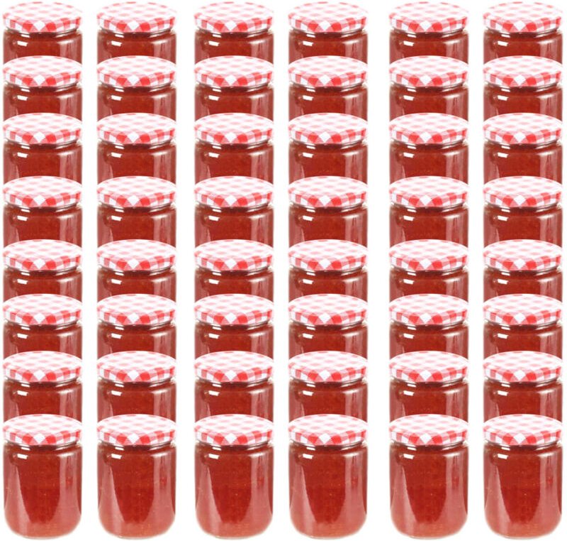 Marmeladengläser mit Weißem/Rotem Deckel 48 Stk. 230 ml Vidaxl