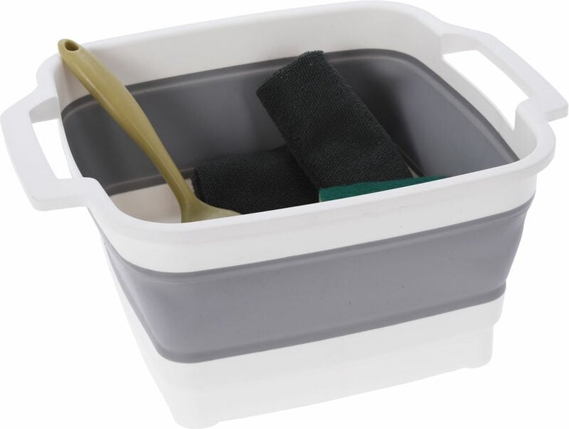 Camping Spülwanne faltbar 10 l - 6 teilig - Tragbare Geschirr Spülschüssel inklusive Zubehör - Spülset Faltschüssel Wasc...