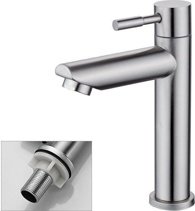 Waschtischarmatur, nur Kaltwasser, langlebige Waschtischarmatur aus Kupfer-Chrom, Handwaschbecken mit weicher Kartusche