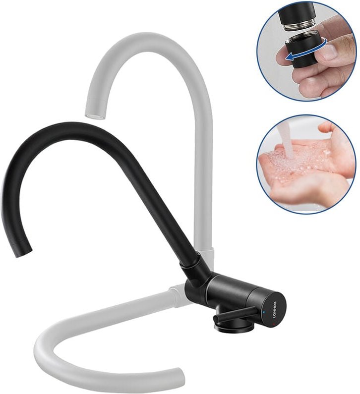 Küchenarmatur Klappbar Schwarz 360° Drehbar, Edelstahl Hochdruck Wasserhahn Küchen, Spültischarmatur Einhebelmischer mit...