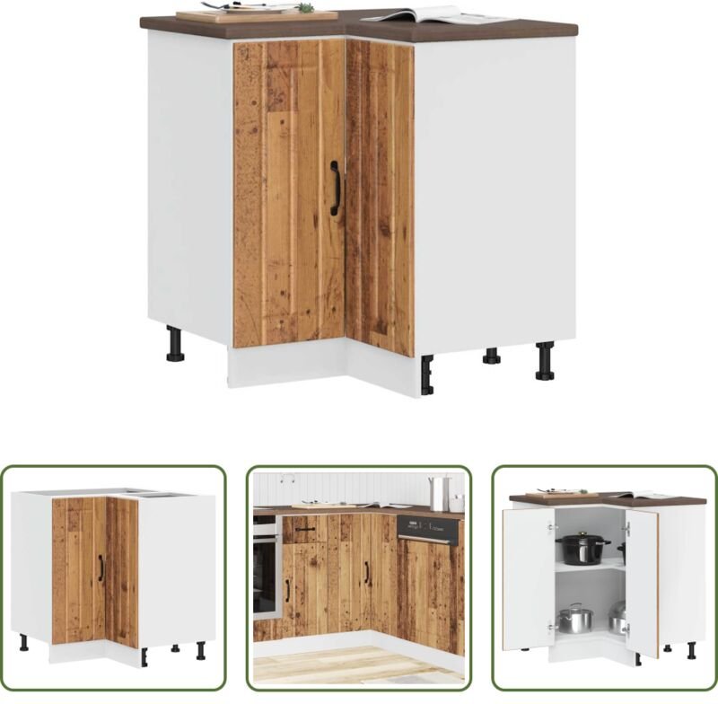 Holzwerkstoff - Küchen-Eckunterschrank Lucca Altholz-Optik Holzwerkstoff