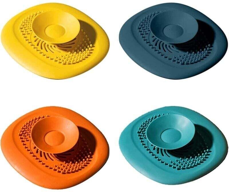 4er-Pack Abflussstöpsel aus Silikon, Badewannenstöpsel, Bodenschutzfilter für Waschküche, Küche und Badezimmer (4 Farben...