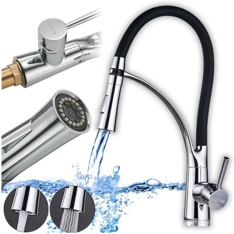 Küchenarmatur-Set mit flexiblem Auslauf für Spüle und beweglichem Luftsprudler