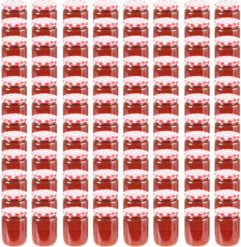 Marmeladengläser mit Weißem/Rotem Deckel 96 Stk. 230 ml - Vidaxl