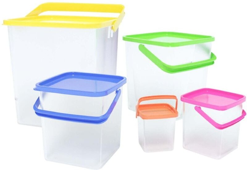 Herzberg - 5 in 1 eckbehalter fur kubische lebensmittel set mit griff