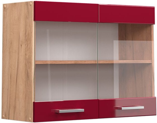 Thumbnail - Vicco - Küchenglasschrank R-Line, Bordeaux Hochglanz, 80 cm