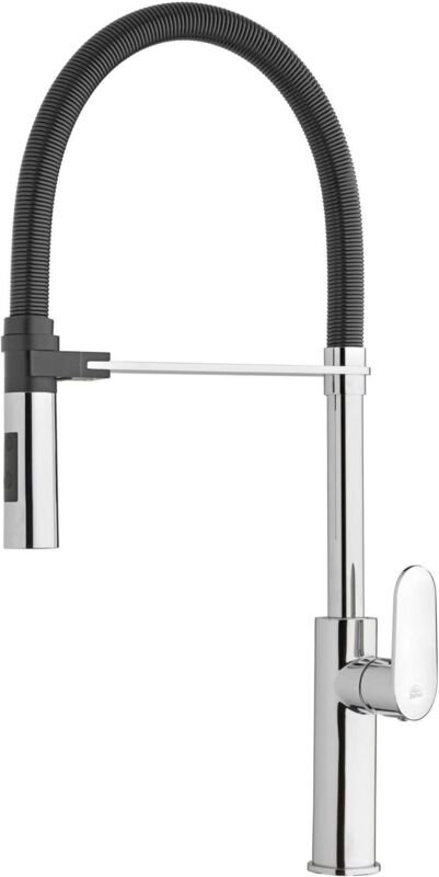 Candy CA179CR Serie Spültisch-Einhandbatterie mit schwenkbarem Auslauf Messing - Chrom mit mattschwarzer Feder - Paffoni